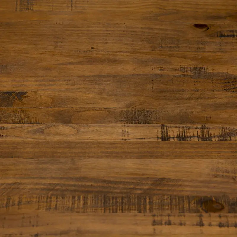 Table de salle à manger rustique en pin massif vieilli, gris/acajou/chêne rustique, de 72 po, avec base à tréteaux - 6 places