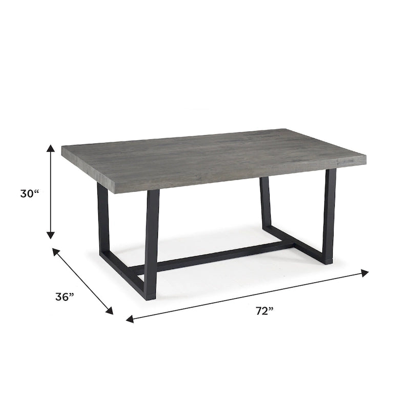 Table de salle à manger rustique en pin massif vieilli, gris/acajou/chêne rustique, de 72 po, avec base à tréteaux - 6 places