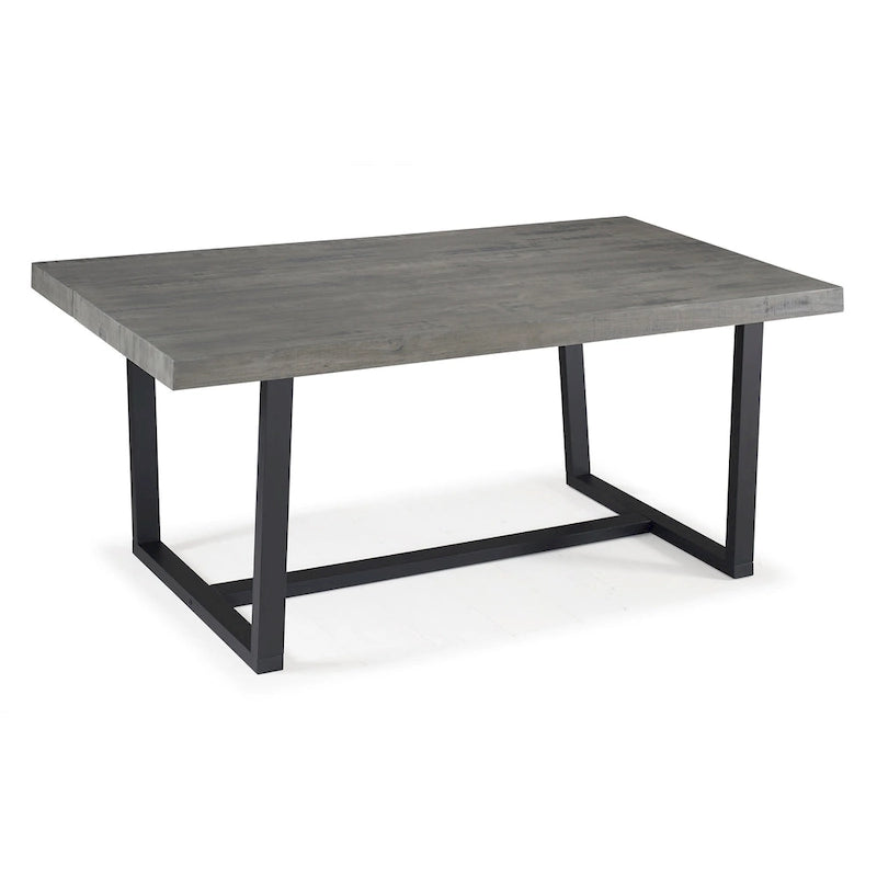 Table de salle à manger rustique en pin massif vieilli, gris/acajou/chêne rustique, de 72 po, avec base à tréteaux - 6 places