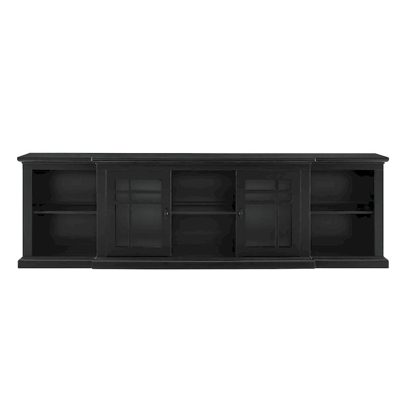Meuble télé classique à façades brisées avec portes vitrées de 203 cm (80 po) gris/blanc/noir – convient aux téléviseurs jusqu'à 216 cm (85 po)