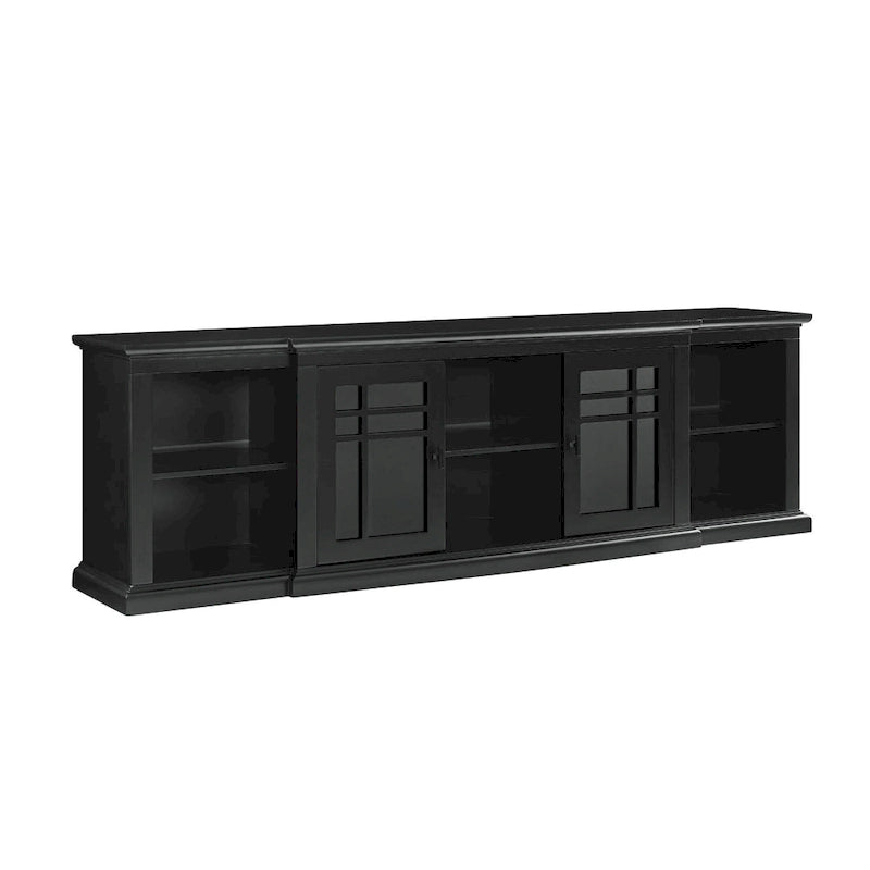 Meuble télé classique à façades brisées avec portes vitrées de 203 cm (80 po) gris/blanc/noir – convient aux téléviseurs jusqu'à 216 cm (85 po)