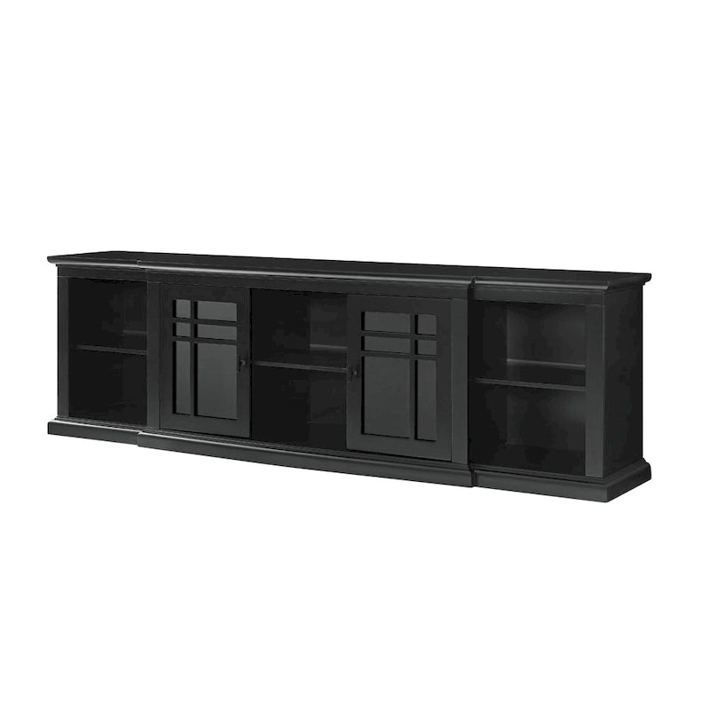 Meuble télé classique à façades brisées avec portes vitrées de 203 cm (80 po) gris/blanc/noir – convient aux téléviseurs jusqu'à 216 cm (85 po)