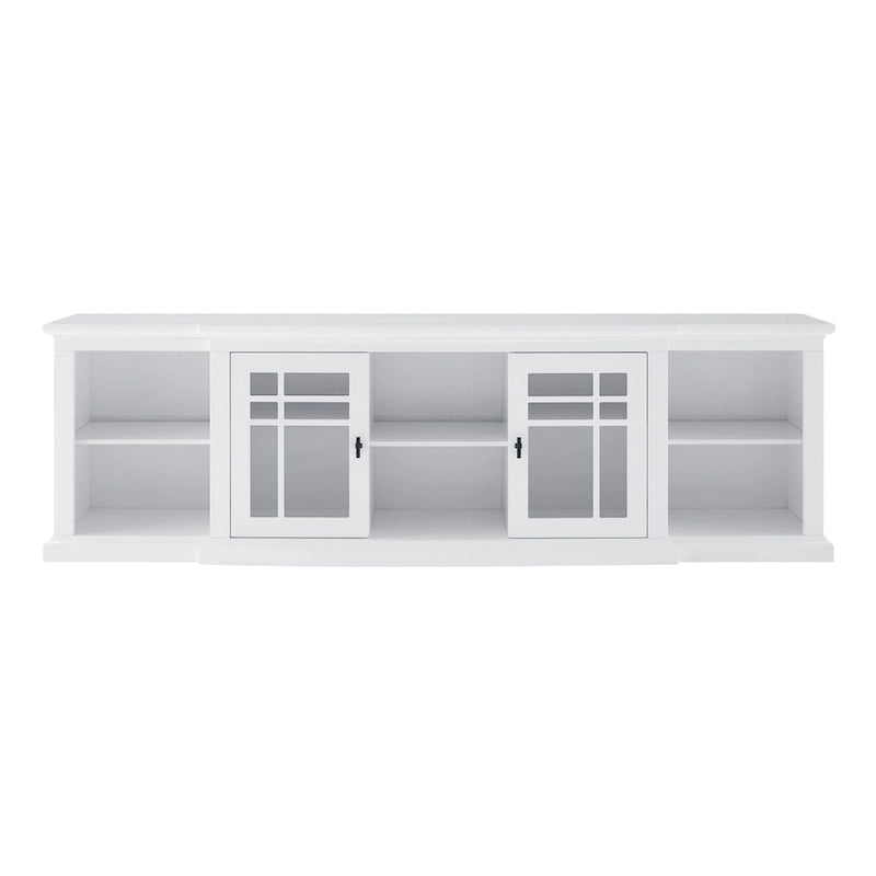 Meuble télé classique à façades brisées avec portes vitrées de 203 cm (80 po) gris/blanc/noir – convient aux téléviseurs jusqu'à 216 cm (85 po)
