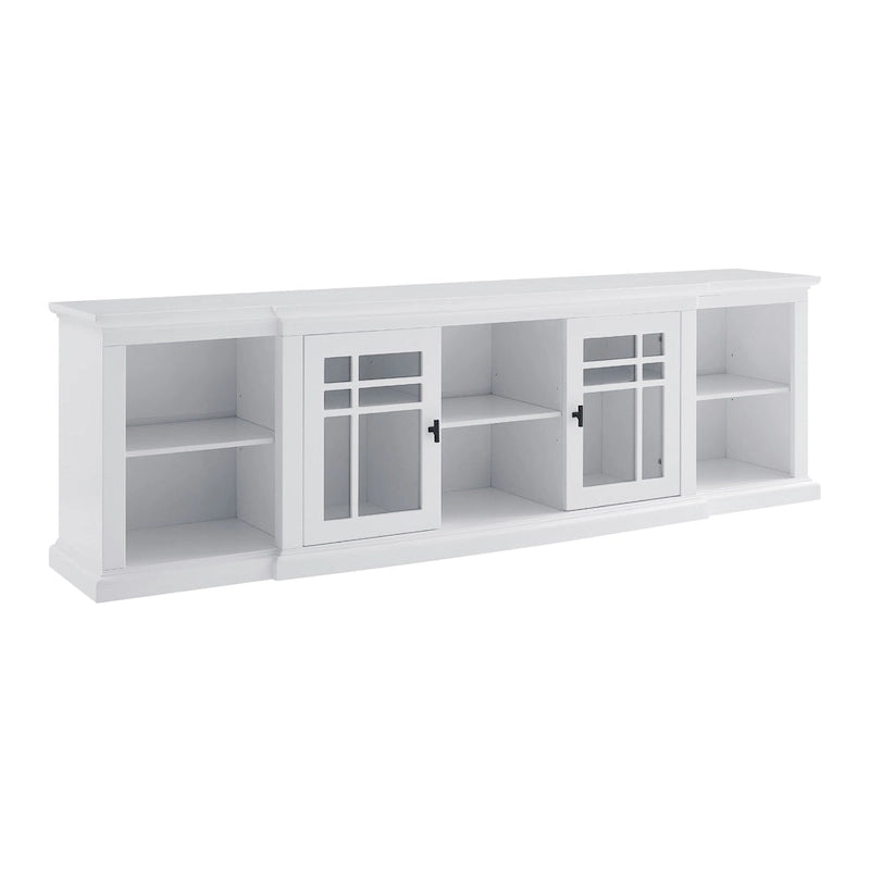 Meuble télé classique à façades brisées avec portes vitrées de 203 cm (80 po) gris/blanc/noir – convient aux téléviseurs jusqu'à 216 cm (85 po)