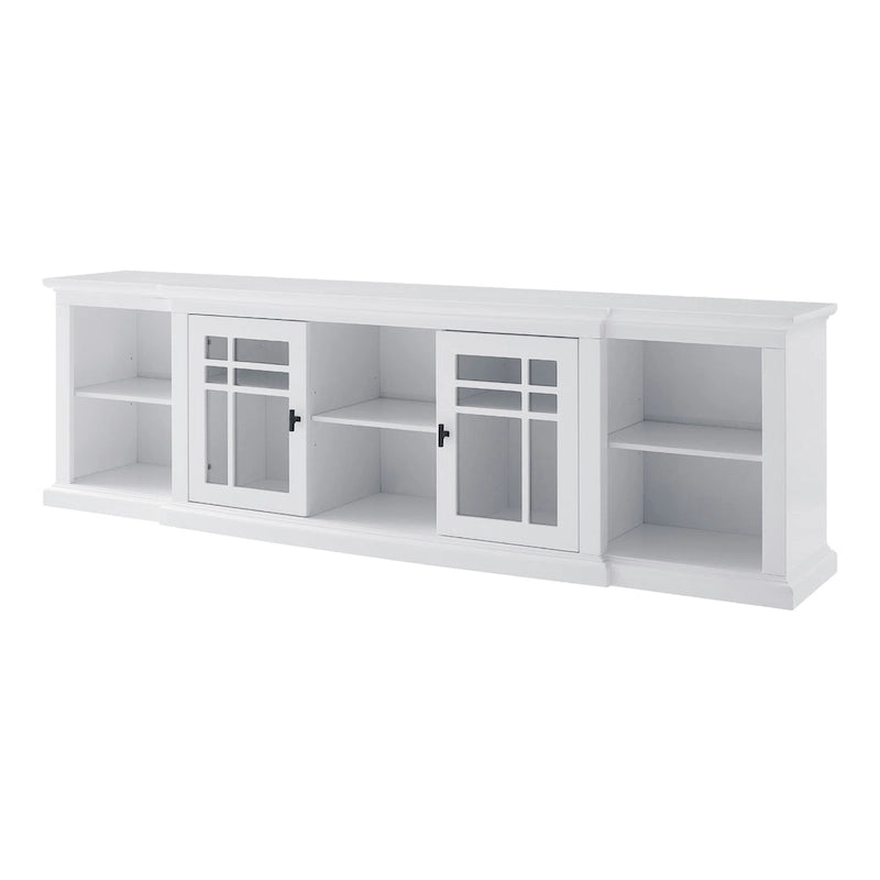 Meuble télé classique à façades brisées avec portes vitrées de 203 cm (80 po) gris/blanc/noir – convient aux téléviseurs jusqu'à 216 cm (85 po)