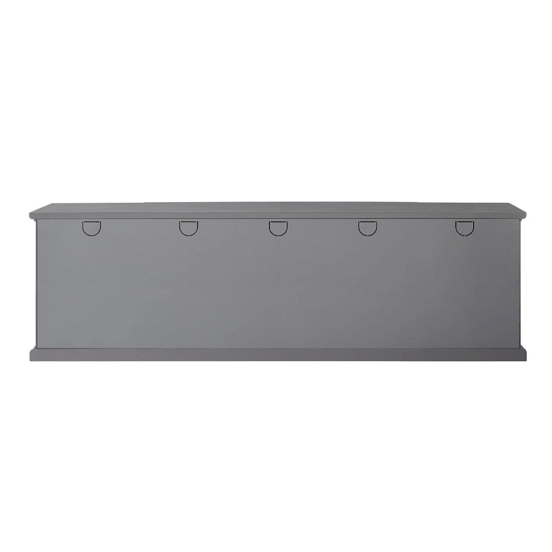 Meuble télé classique à façades brisées avec portes vitrées de 203 cm (80 po) gris/blanc/noir – convient aux téléviseurs jusqu'à 216 cm (85 po)