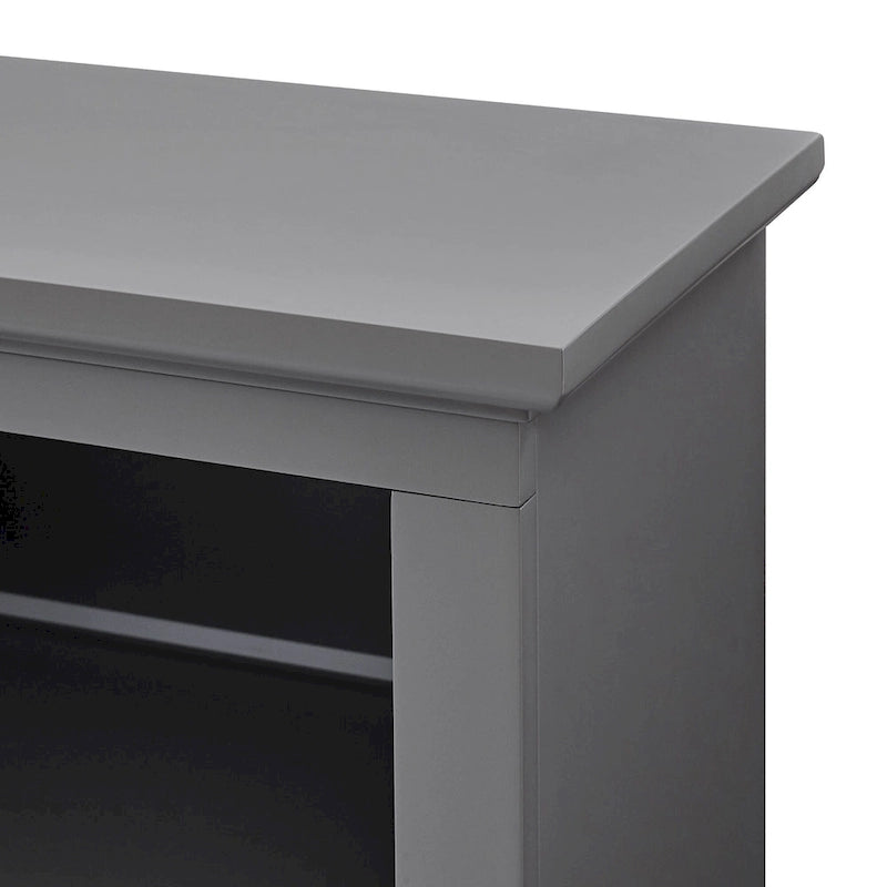 Meuble télé classique à façades brisées avec portes vitrées de 203 cm (80 po) gris/blanc/noir – convient aux téléviseurs jusqu'à 216 cm (85 po)