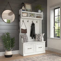 Frêne Blanc / Brun Cendré / Gris Cape Cod / Daim Noir / Banc de Rangement d'Entrée et de Chaussures avec Portes Blanc Lessivé 40W