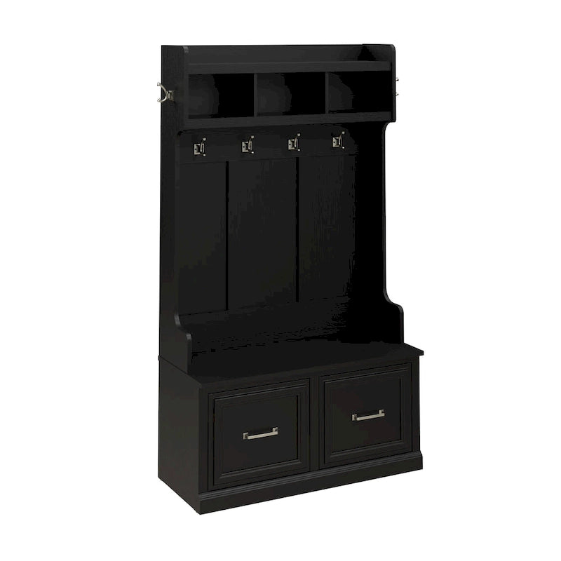 Frêne Blanc / Brun Cendré / Gris Cape Cod / Daim Noir / Banc de Rangement d'Entrée et de Chaussures avec Portes Blanc Lessivé 40W