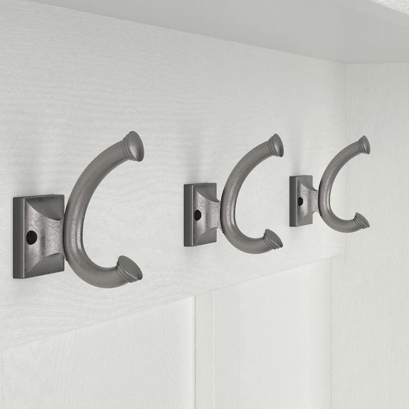 Frêne Blanc / Brun Cendré / Gris Cape Cod / Daim Noir / Banc de Rangement d'Entrée et de Chaussures avec Portes Blanc Lessivé 40W