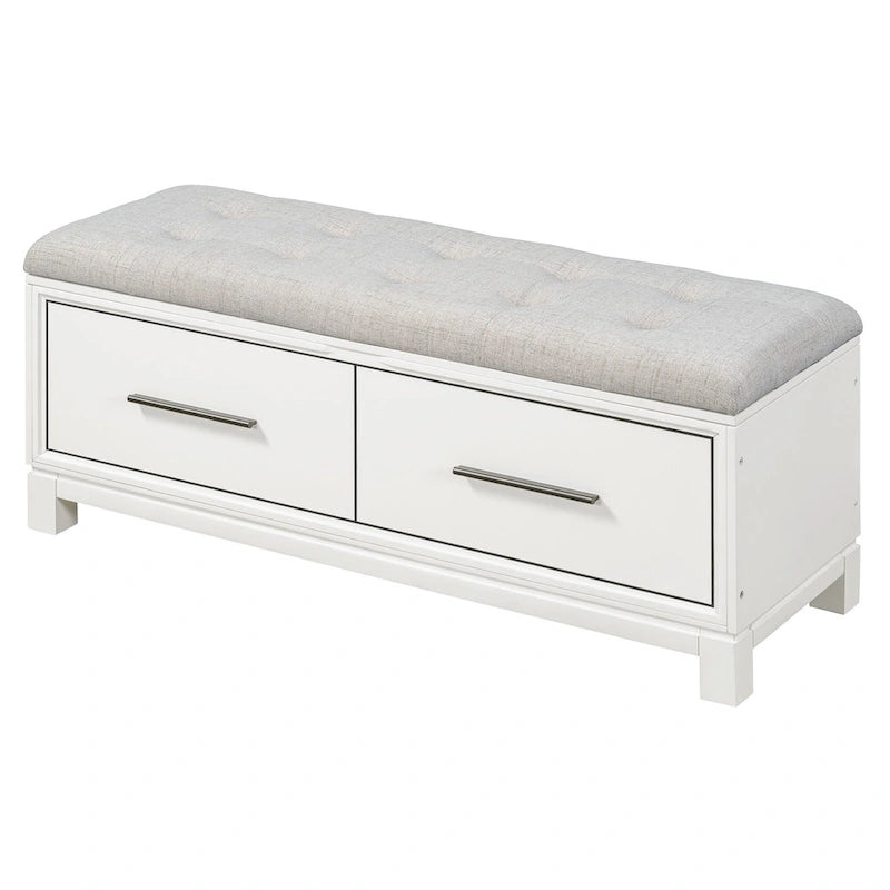 Banc de rangement à chaussures avec couvercle relevable et coussin amovible – Expresso / Bleu marine / Naturel / Blanc – 1-2 places