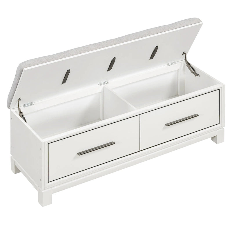 Banc de rangement à chaussures avec couvercle relevable et coussin amovible – Expresso / Bleu marine / Naturel / Blanc – 1-2 places