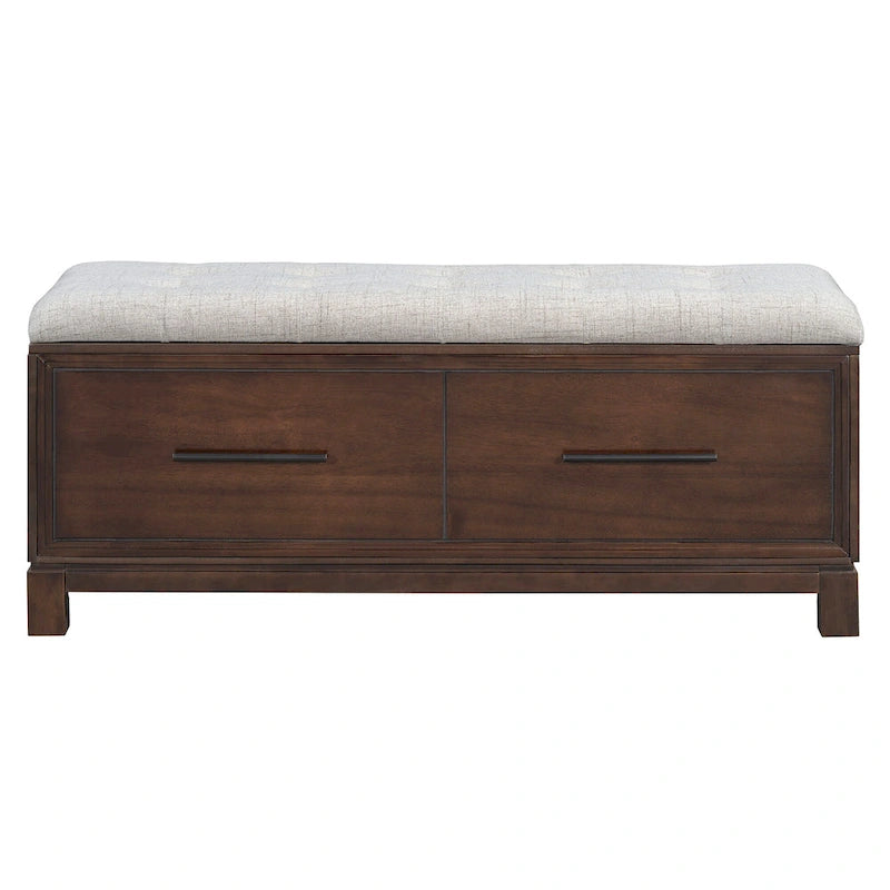 Banc de rangement à chaussures avec couvercle relevable et coussin amovible – Expresso / Bleu marine / Naturel / Blanc – 1-2 places