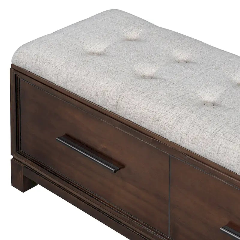 Banc de rangement à chaussures avec couvercle relevable et coussin amovible – Expresso / Bleu marine / Naturel / Blanc – 1-2 places