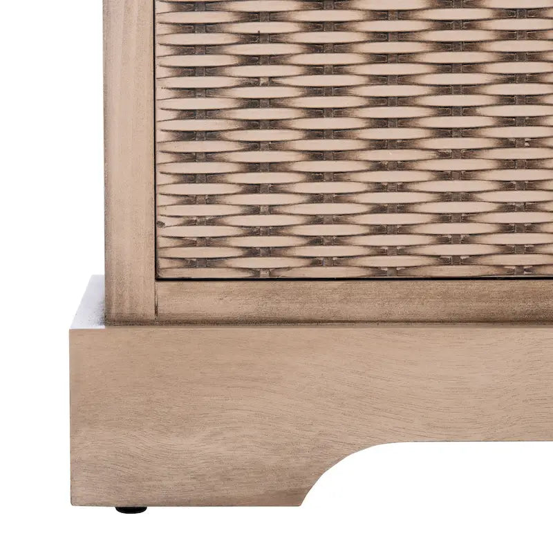 Banc de rangement de style ferme avec coussin et 3 tiroirs en osier - Blanc vieilli / Sable / Noir / Marron - 1-2 places