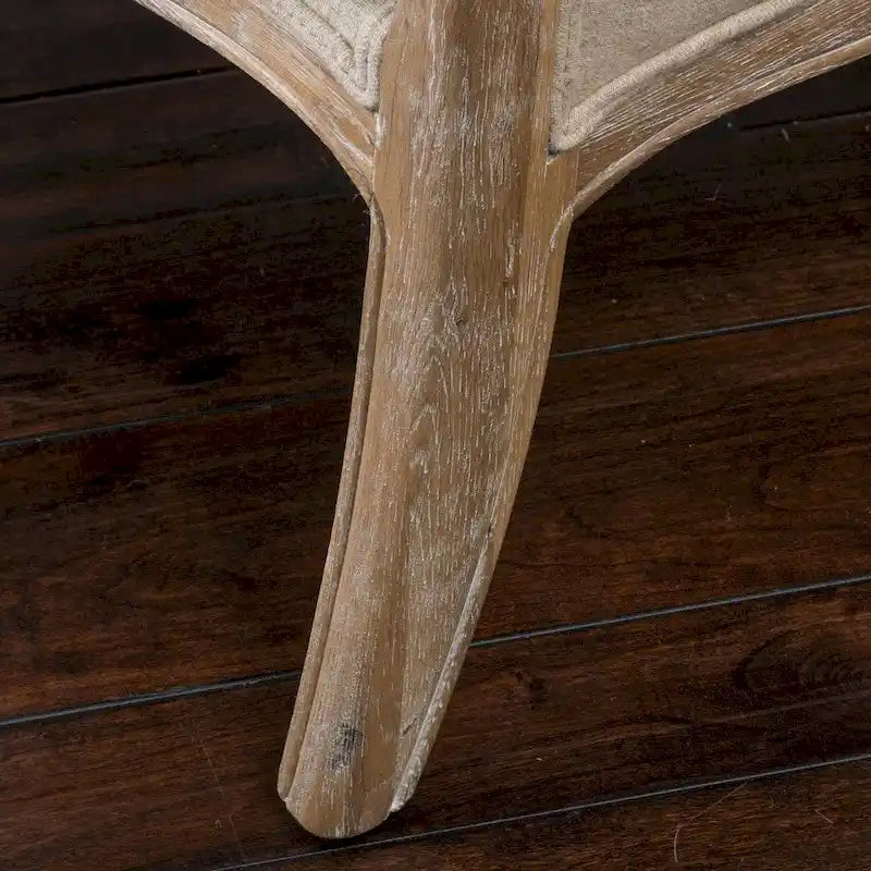 Fauteuil à oreilles haut dossier en tissu beige avec cadre en bois de chêne – 1 place