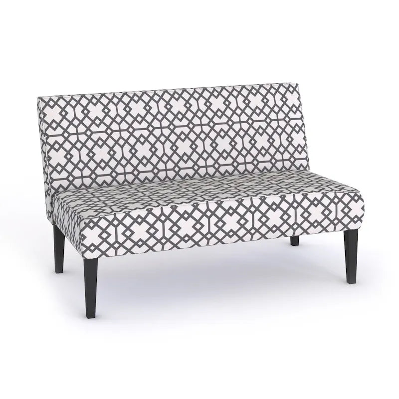 Causeuse en tissu à motif géométrique gris avec pieds noirs - 2 places