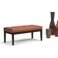Banc-ottoman rectangulaire capitonné multicolore avec pieds en bois massif - 1 à 2 places