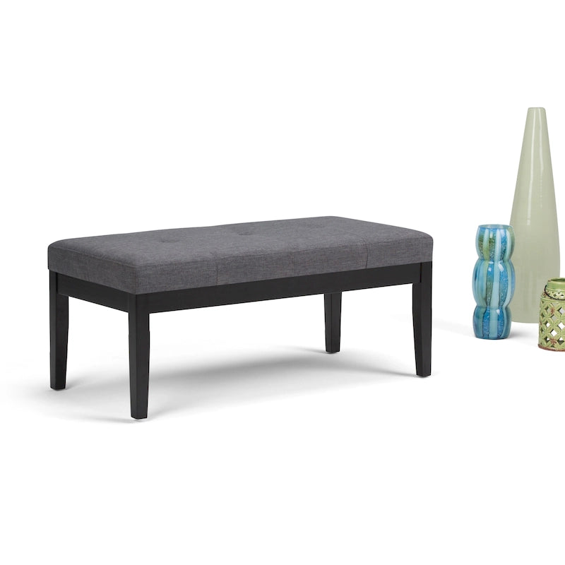 Banc-ottoman rectangulaire capitonné multicolore avec pieds en bois massif - 1 à 2 places