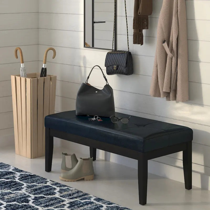 Banc-ottoman rectangulaire capitonné multicolore avec pieds en bois massif - 1 à 2 places