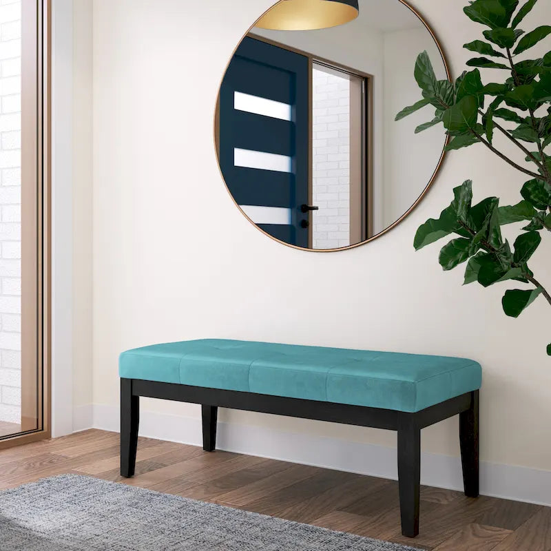 Banc-ottoman rectangulaire capitonné multicolore avec pieds en bois massif - 1 à 2 places