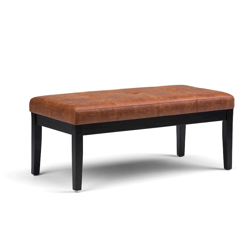 Banc-ottoman rectangulaire capitonné multicolore avec pieds en bois massif - 1 à 2 places