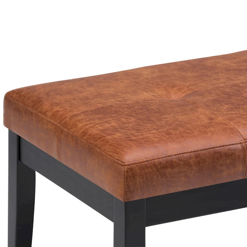 Banc-ottoman rectangulaire capitonné multicolore avec pieds en bois massif - 1 à 2 places