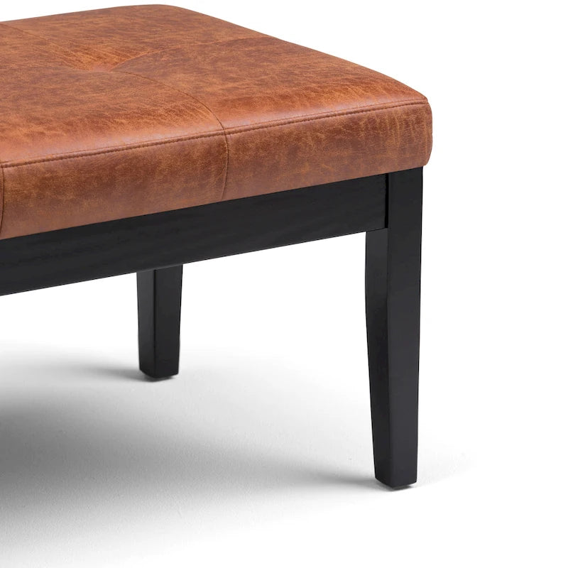 Banc-ottoman rectangulaire capitonné multicolore avec pieds en bois massif - 1 à 2 places