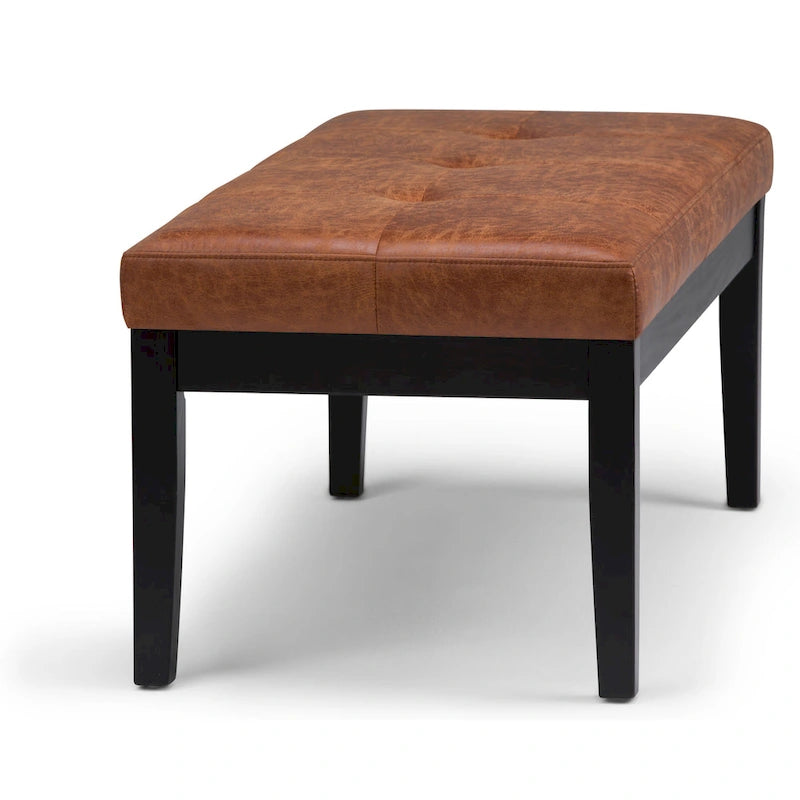 Banc-ottoman rectangulaire capitonné multicolore avec pieds en bois massif - 1 à 2 places