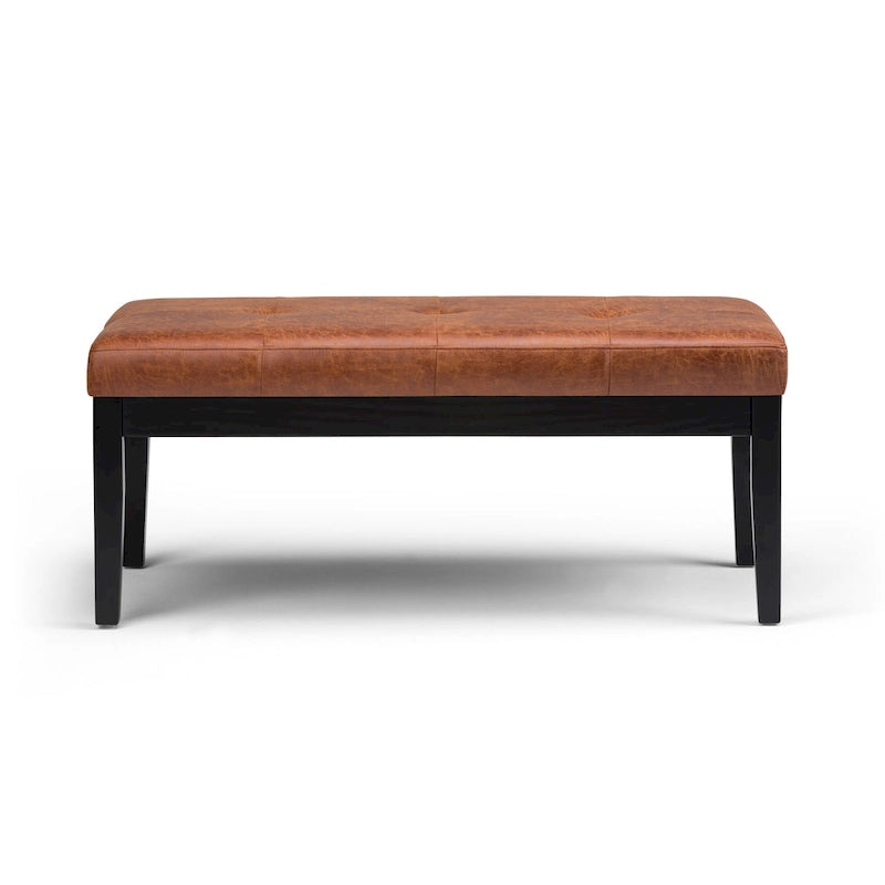 Banc-ottoman rectangulaire capitonné multicolore avec pieds en bois massif - 1 à 2 places
