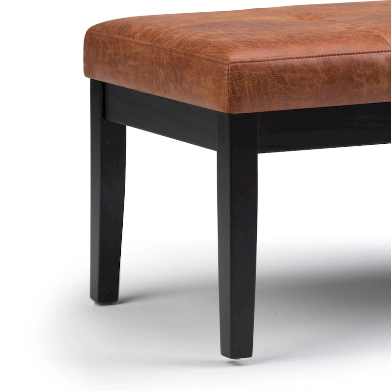 Banc-ottoman rectangulaire capitonné multicolore avec pieds en bois massif - 1 à 2 places