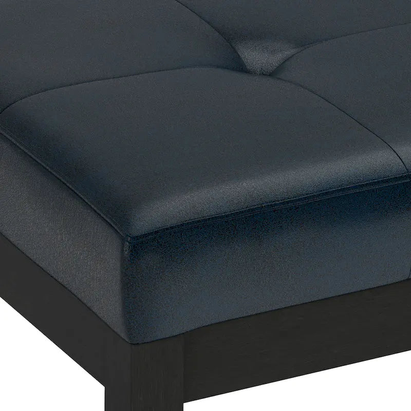 Banc-ottoman rectangulaire capitonné multicolore avec pieds en bois massif - 1 à 2 places