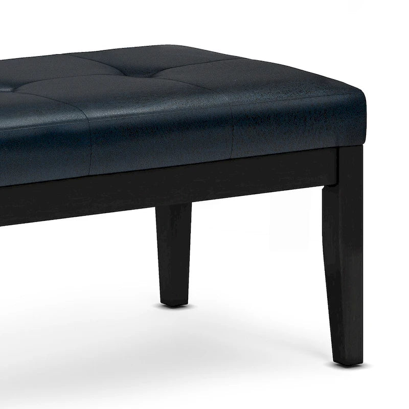 Banc-ottoman rectangulaire capitonné multicolore avec pieds en bois massif - 1 à 2 places