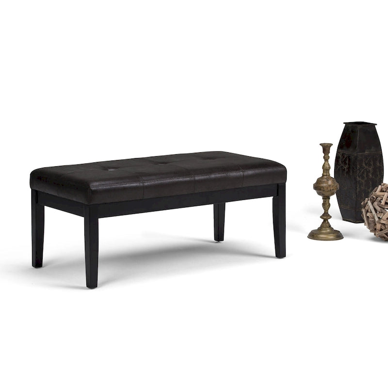 Banc-ottoman rectangulaire capitonné multicolore avec pieds en bois massif - 1 à 2 places