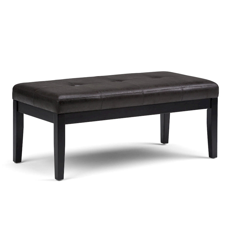 Banc-ottoman rectangulaire capitonné multicolore avec pieds en bois massif - 1 à 2 places