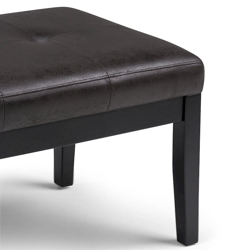 Banc-ottoman rectangulaire capitonné multicolore avec pieds en bois massif - 1 à 2 places