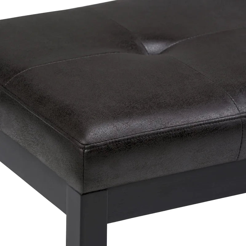 Banc-ottoman rectangulaire capitonné multicolore avec pieds en bois massif - 1 à 2 places