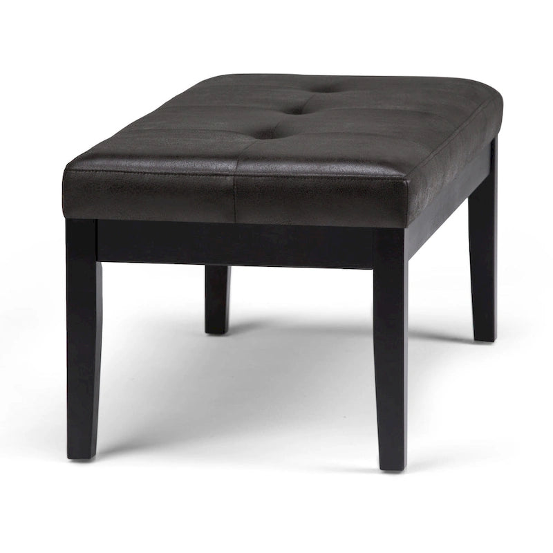 Banc-ottoman rectangulaire capitonné multicolore avec pieds en bois massif - 1 à 2 places