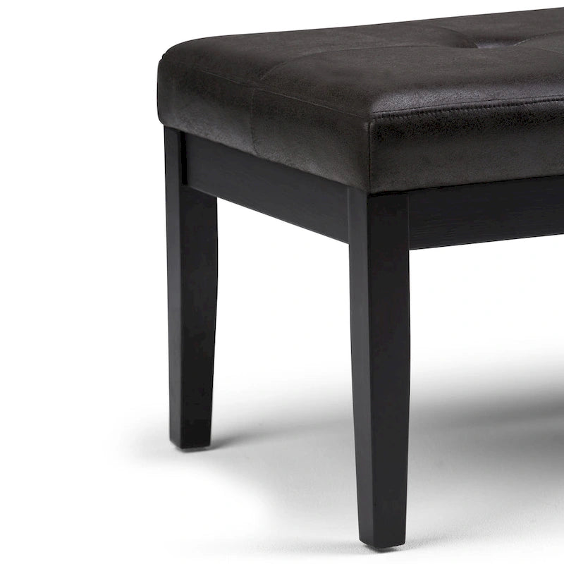 Banc-ottoman rectangulaire capitonné multicolore avec pieds en bois massif - 1 à 2 places