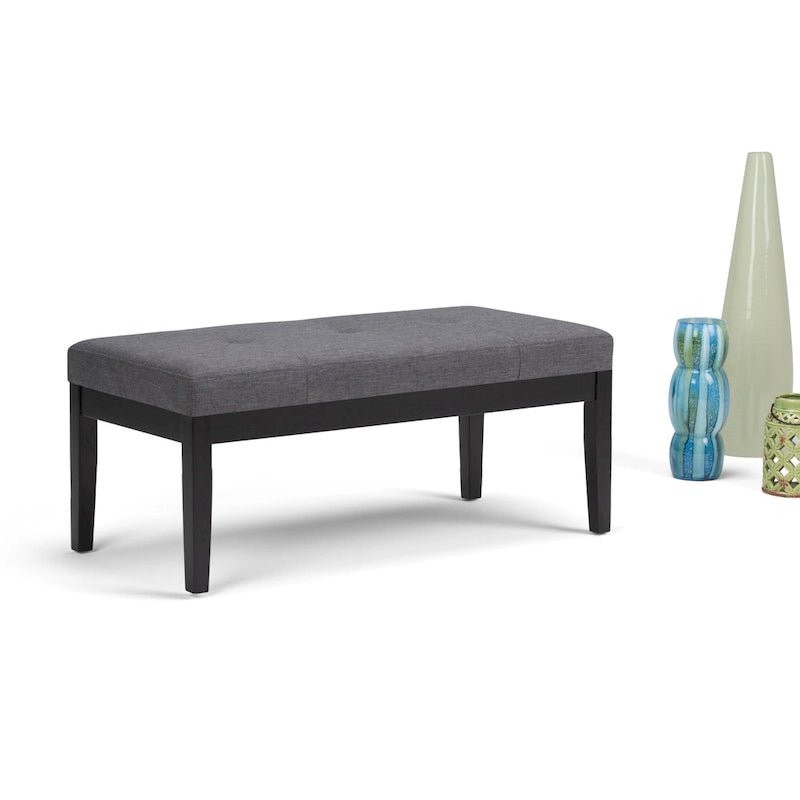 Banc-ottoman rectangulaire capitonné multicolore avec pieds en bois massif - 1 à 2 places