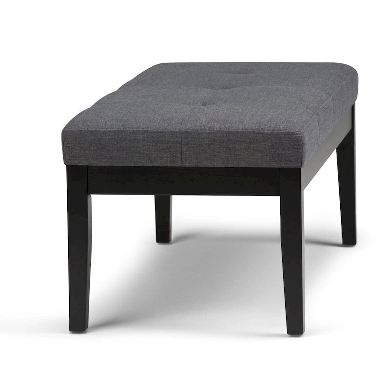 Banc-ottoman rectangulaire capitonné multicolore avec pieds en bois massif - 1 à 2 places