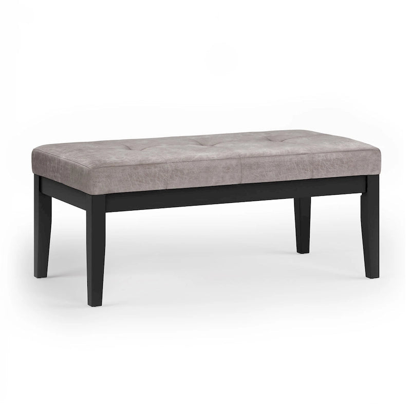 Banc-ottoman rectangulaire capitonné multicolore avec pieds en bois massif - 1 à 2 places