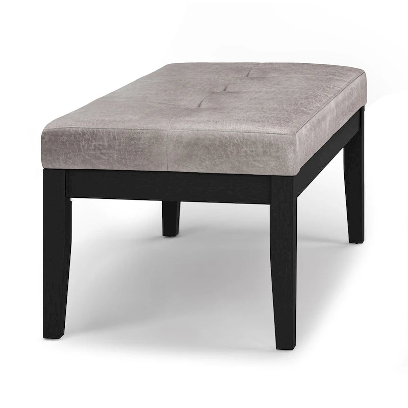 Banc-ottoman rectangulaire capitonné multicolore avec pieds en bois massif - 1 à 2 places