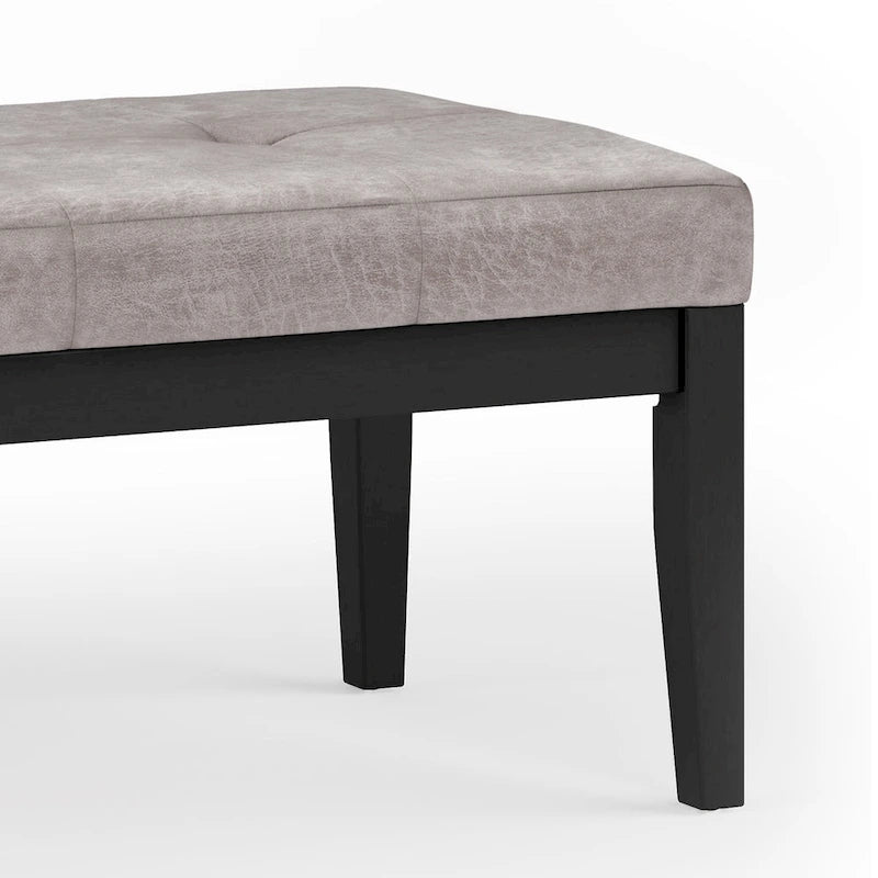 Banc-ottoman rectangulaire capitonné multicolore avec pieds en bois massif - 1 à 2 places