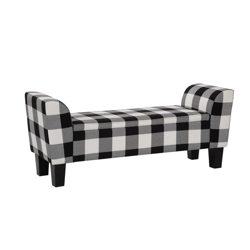 Banc de rangement capitonné multicolore à plateau relevable avec pieds en bois fuselés - 1-2 places