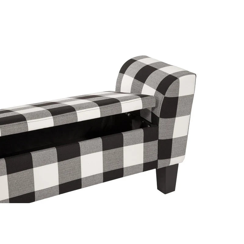 Banc de rangement capitonné multicolore à plateau relevable avec pieds en bois fuselés - 1-2 places
