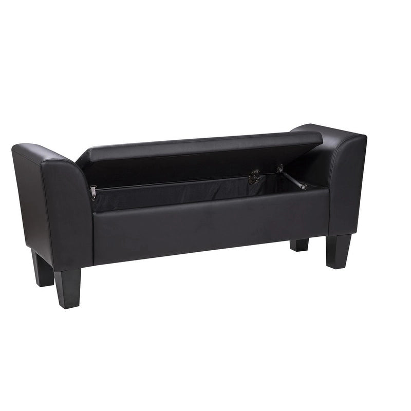 Banc de rangement capitonné multicolore à plateau relevable avec pieds en bois fuselés - 1-2 places