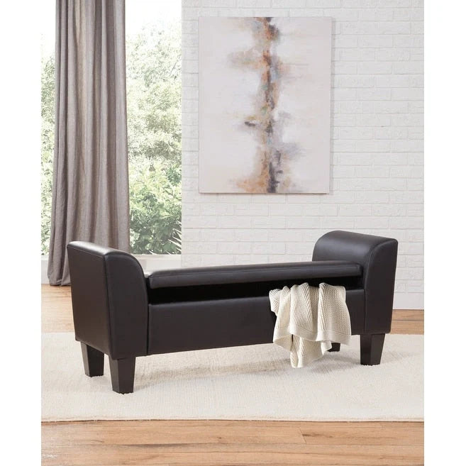 Banc de rangement capitonné multicolore à plateau relevable avec pieds en bois fuselés - 1-2 places