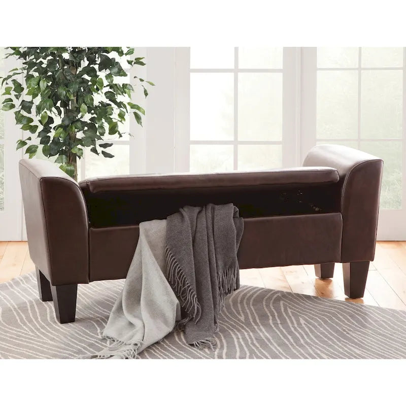 Banc de rangement capitonné multicolore à plateau relevable avec pieds en bois fuselés - 1-2 places