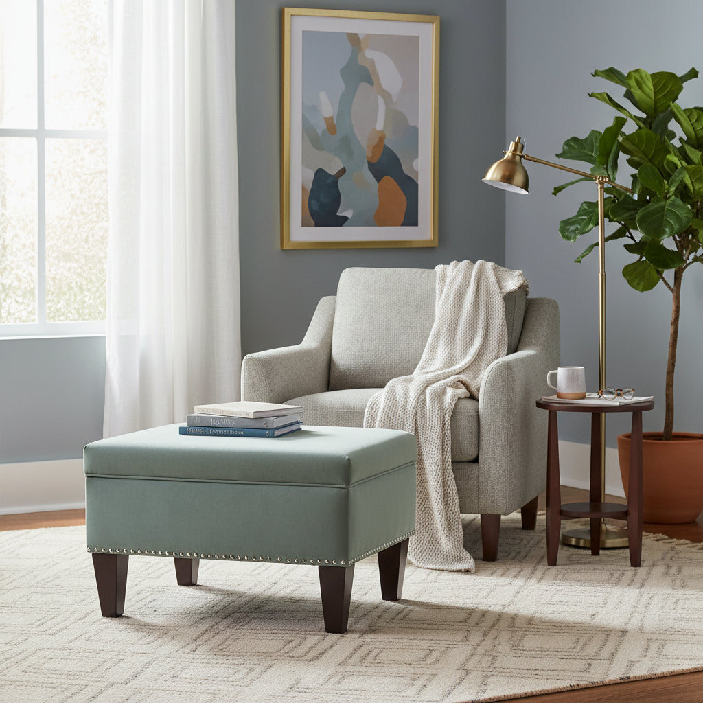 Transitional Brooklyn Upholstered Home Dcor Storage Bench